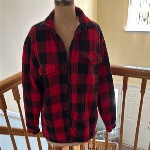 Aeropostale Red and Black Plaid Shirt Jacket